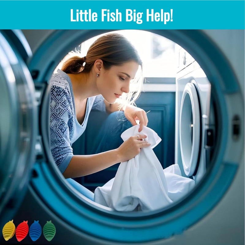 Autgekr Fish-Shaped Dryer Balls,8-Pack Reusable Laundry Balls Reduce Drying Time, Static & Wrinkle - Image 2
